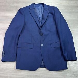 Alain Dupetit Suit Jacket Mens 36R Blue Rayon Blend 2 Button Dress Blazer